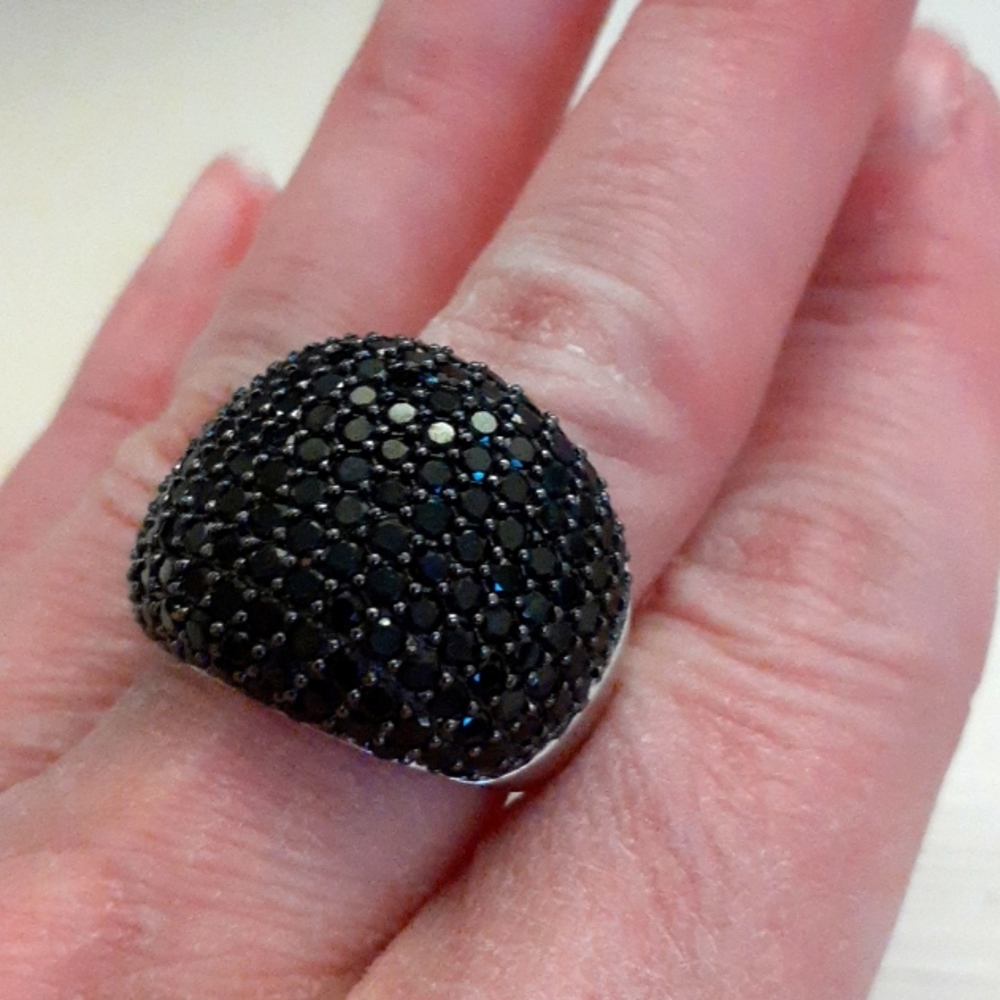 BLACK SPINEL DOME RING - Picture 3 of 7